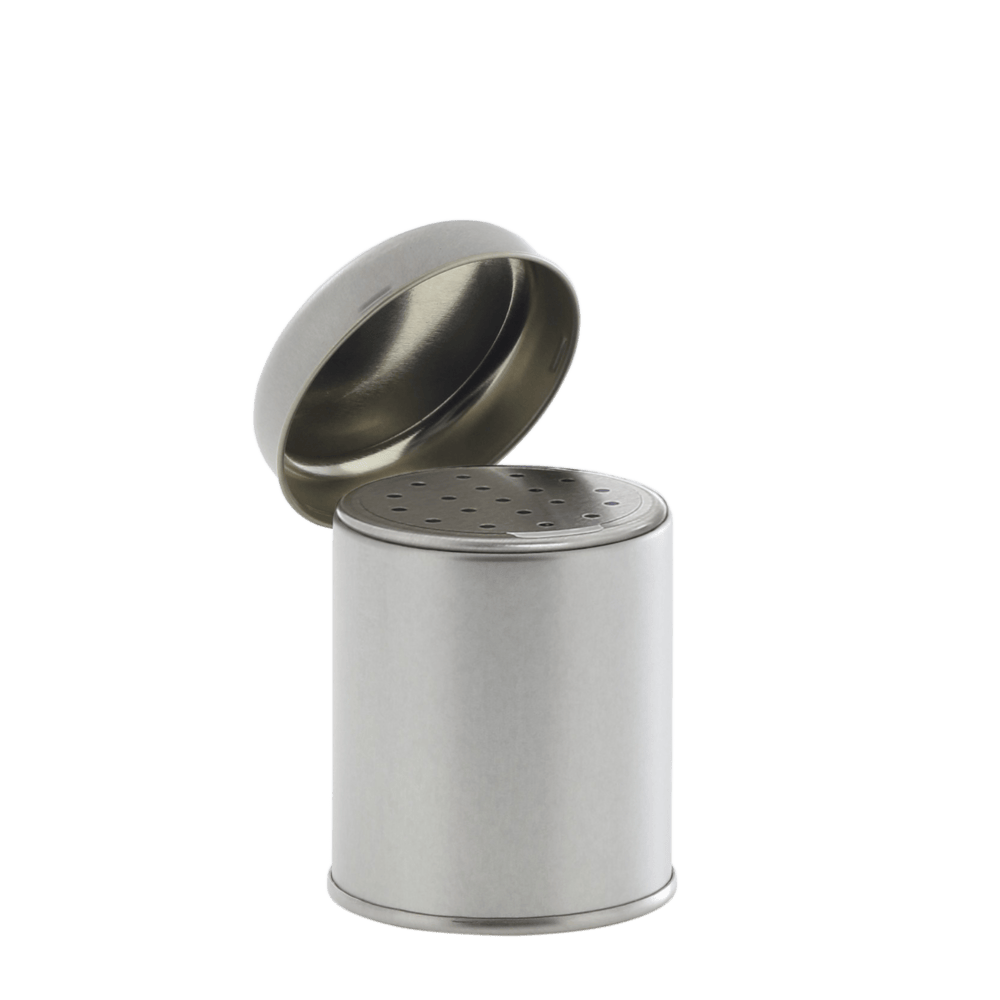 Spice shaker cans silver 135 ml with metal-shaker