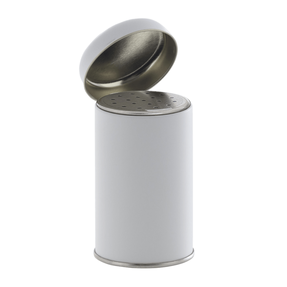 Spice shaker cans 56/90 white 175 ml with metal-shaker
