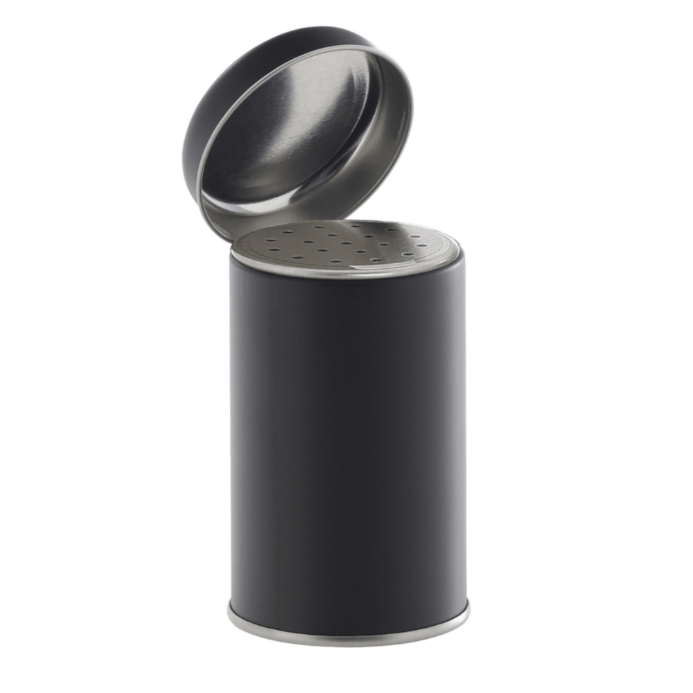 Gewürzdosen 56/90 schwarz 175 ml mit Metall-Streueinsatz 
