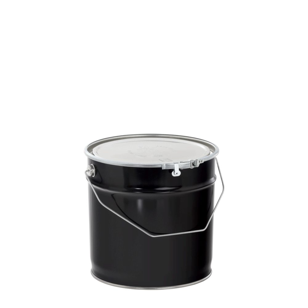 Coffee roasting pails 8 litre black with vent hole and lid embossing