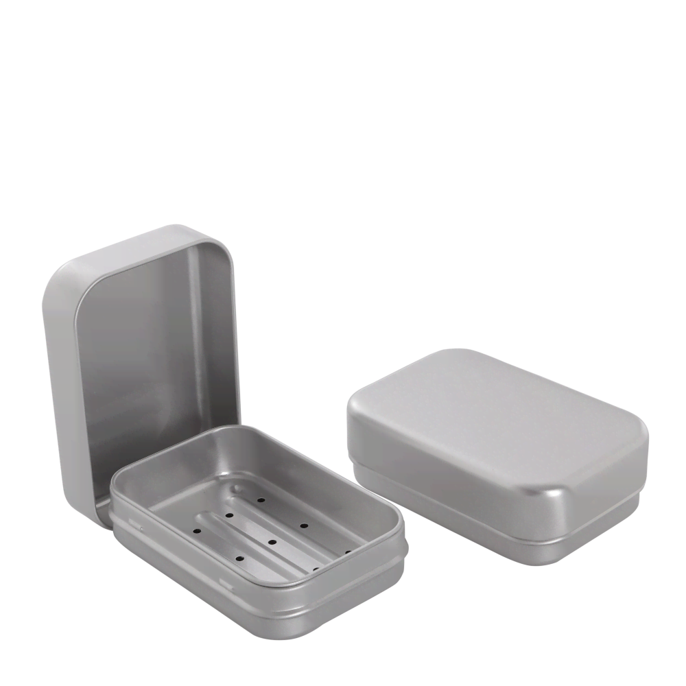 Soap can rectangular made of aluminium with drip tray